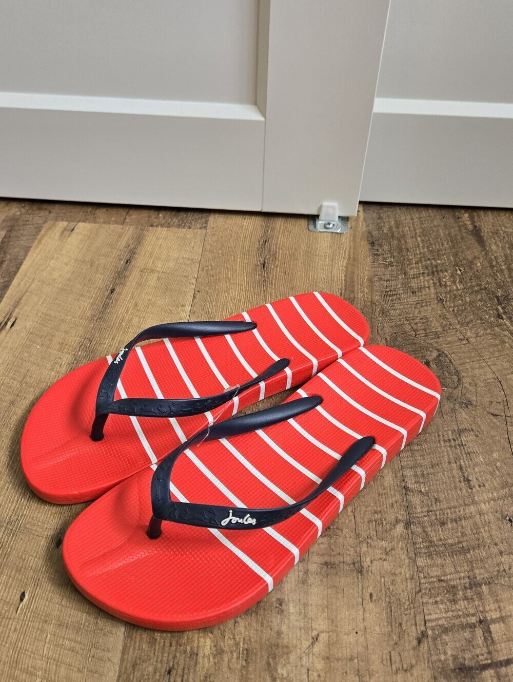 Joules Red And White Womens Size 9 Flip Flops, New No Tag